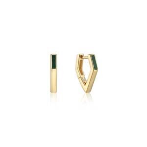 NEW ANIA HAIE women's angular hoop earrings in green malachite